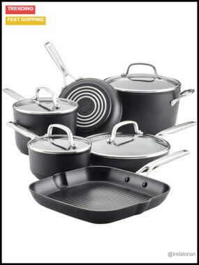 Hard-Anodized Induction Nonstick Cookware Pots and Pans Set 10-Piece